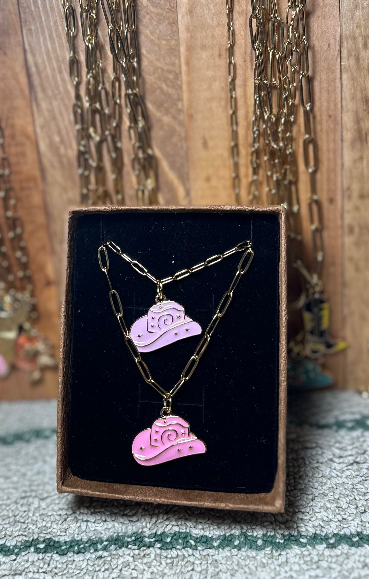 Pink Cowboy Mother Daughter Duo Link Necklace