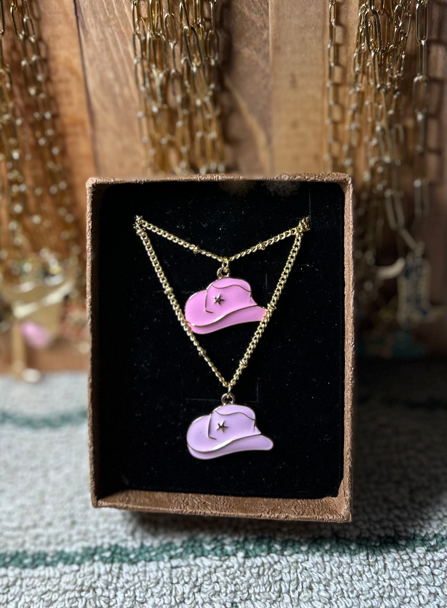 Pink Cowboy Mother Daughter Duo Knot Chain Necklace